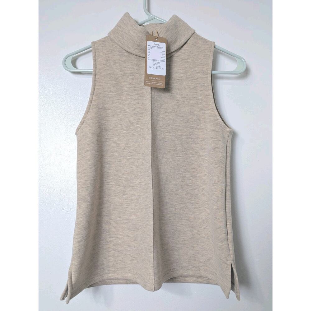 OGL Move Womens Size XS Turtle Neck Split Hem Sleeveless Top Athleisure NEW